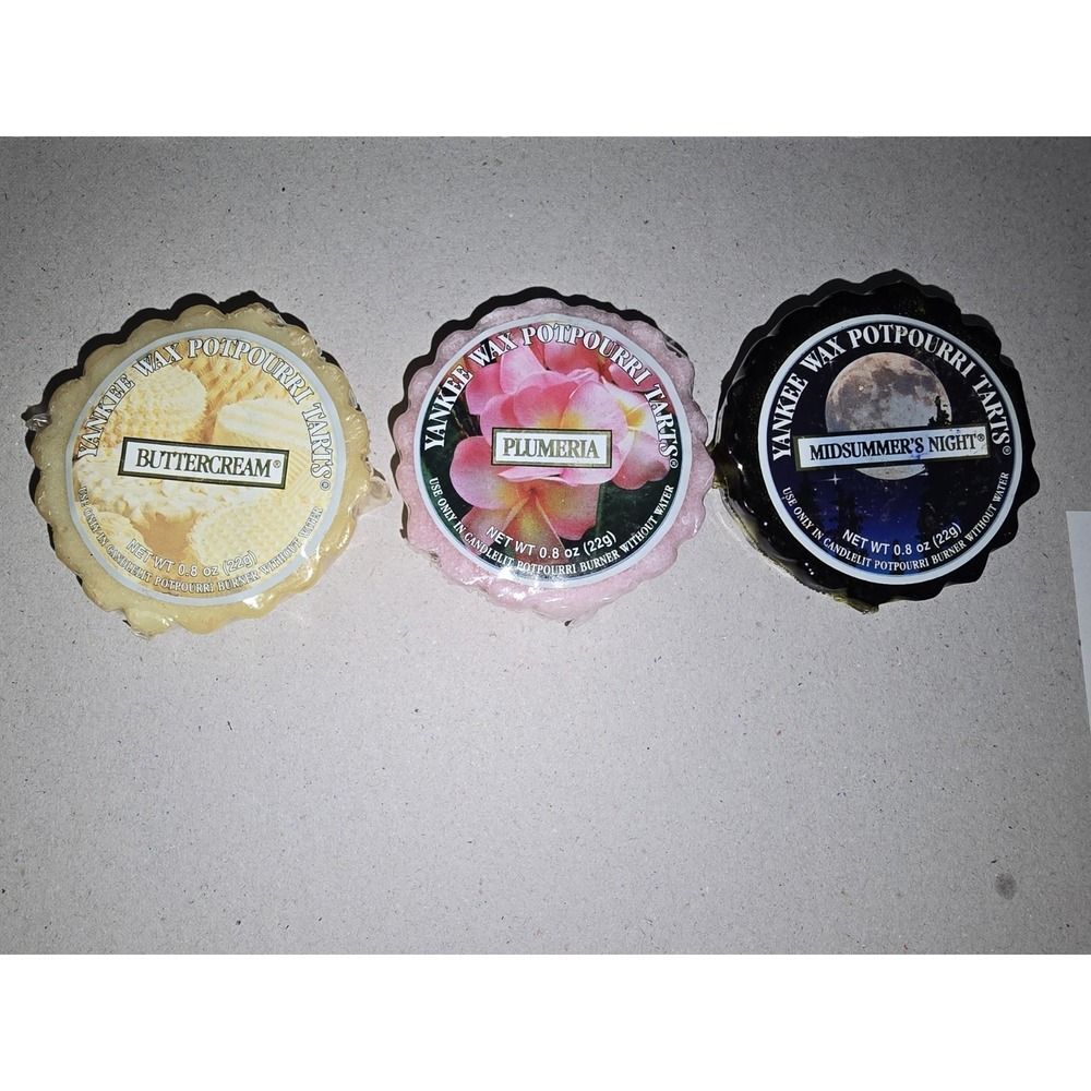 Lot Of 3 Vintage Yankee Wax Potpourri,‎ Plumeria, Buttercream, Midsummers Night